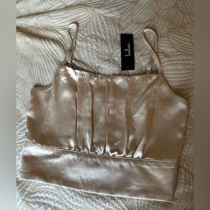 NWT Champaign Satin Crop Top